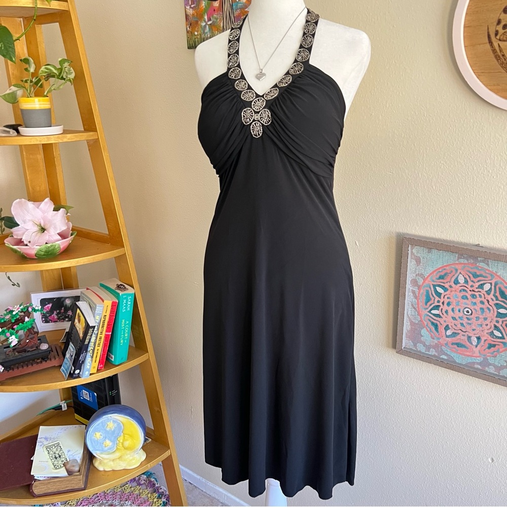 y2k black halter dress 🖤